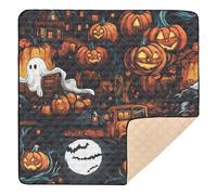 Happy Halloween Citrouilles Arbre Camion Citrouille Grand tapis de jeu antidérapant pour bébé Tapis de jeu lavable pour bébés nourrissons tout-petits 127 x 127 cm