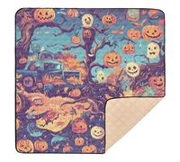 Happy Halloween Citrouilles Arbre Camion Citrouille Grand tapis de jeu robuste pour bébé au sol Confortable Respirant Rembourré pour bébés enfants tout-petits nourrissons 127 x 127 cm