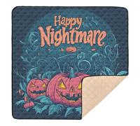 Happy Halloween Citrouilles Art Tapis de gym et d'activités doux et épais pour l'intérieur et l'extérieur Tapis de jeu rembourré portable pour bébés, nourrissons et tout-petits, 127 x 127 cm