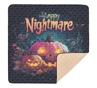 Happy Halloween Citrouilles Rose Jack-o-Lantern Pumpkin Happy Halloween Grand tapis de jeu antidérapant pour bébé pour le sol Tapis de jeu léger pour bébés enfants tout-petits nourrissons 127 x 127 cm