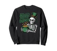 Happy Halloween Crâne Irlandais Leprechaun Squelette Irlande Sweatshirt