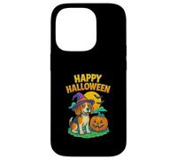 Happy Halloween Cute Dog with Pumpkin Witch Hat Art Coque pour iPhone 14 Pro