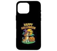 Happy Halloween Cute Dog with Pumpkin Witch Hat Art Coque pour iPhone 16 Pro Max