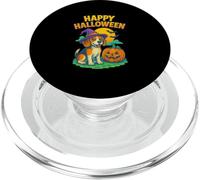 Happy Halloween Cute Dog with Pumpkin Witch Hat Art PopSockets PopGrip pour MagSafe
