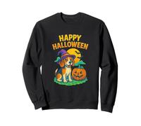 Happy Halloween Cute Dog with Pumpkin Witch Hat Art Sweatshirt