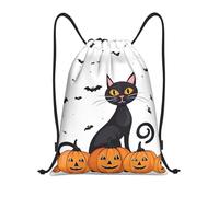 Happy-Halloween-Day-Trick-Or-Treat Titre : Sac de sport léger avec cordon de serrage - Sac de sport pliable résistant à l'eau avec bandoulière réglable, idéal pour le sport, le yoga, les voyages et