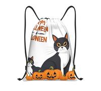 Happy-Halloween-Day-Trick-Or-Treat Titre : Sac de sport léger avec cordon de serrage - Sac de sport pliable résistant à l'eau avec bandoulière réglable, idéal pour le sport, le yoga, les voyages et