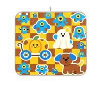Happy Halloween Dog Monster Tapis à vaisselle à carreaux pour comptoir de cuisine égouttoir à vaisselle 16 x 18 cm