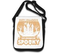 Happy Halloween Eat Drink And Be Spooky Sac à bandoulière Motif château de vampire Blanc