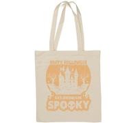 Happy Halloween Eat Drink and Be Spooky Sac fourre-tout en coton naturel Motif château de vampire Blanc