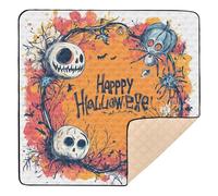 Happy Halloween Floral Grimace Tapis de jeu doux et épais pour bébé lavable au sol Tapis de coups de pied pour bébés nourrissons tout-petits 127 x 127 cm
