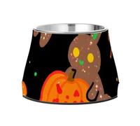 Happy Halloween Gamelle pour chien et lapin citrouille avec support en acier inoxydable pour chats à alimentation lente Compatible avec les moustaches Plato de comida para perros