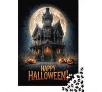 Happy Halloween Haunted House Puzzle Adulte 1000 Pièces, 70x50cm/1000pcs; Pièces Blanches avec Peu De Poussière; Défi À Relever Seul Ou À Plusieurs