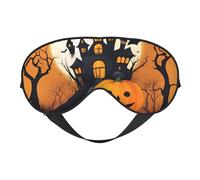 Happy Halloween Masque de sommeil à imprimé vectoriel doux avec sangle réglable pour dormir, voyager et se détendre