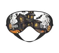 Happy Halloween Masque de sommeil à imprimé vectoriel doux avec sangle réglable pour dormir, voyager et se détendre