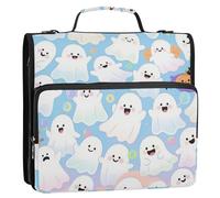 Happy Halloween Mignon 3 Anneaux 3,8 cm Zippered Binder Bag with Strap Multi-Pocket Portfolio Portable Portfolio for Middle Student Bolsa de almacenamiento de archivos