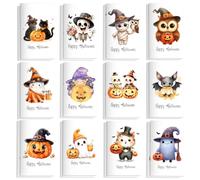 Happy Halloween Notebooks Set,12 Pack, Pumpkin and Bat Designs,3.15*4.92in