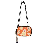 Happy Halloween Orange Noir Sac à bandoulière pour homme Imperméable avec fentes pour cartes de crédit Petits sacs à main Walk the dog carteras de mano para mujer