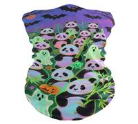 Happy Halloween Panda blanc pour temps chaud/froid Protection solaire Tour de cou Capuche Léger Masques faciaux pour la chasse, le cyclisme, Halloween Décor mascarillas para la cara