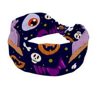 Happy Halloween Pumpkin Bandeau élastique antidérapant pour femme Bandeau large Bandeau à cheveux noué torsadé Sport Workout Head Wrap Accessoires pour cheveux