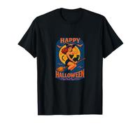 Happy Halloween Sorcière Pinup Balai d'équitation avec Chat Noir T-Shirt