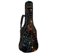 Happy Halloween Spider Web 7 Sac pour guitare acoustique avec 2 poches, bandoulière réglable et crochet arrière, convient pour guitares électriques, basses et guitares classiques, Toile d'araignée