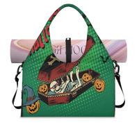 Happy Halloween Squelette Sport Duffle Bag avec compartiment à chaussures Halloween Weekend Sac fourre-tout Cabine Bagage Cabine Sac pour Gym Yoga Voyage, couleur, L, Sac de voyage