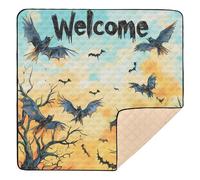 Happy Halloween Tapis de jeu élégant pour bébé Motif chauve-souris Noir 127 x 127 cm