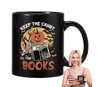 Happy Halloween Tasse - Happy Halloween - Tasse à café en céramique - 400 ml - Design de poignée - Vaisselle de table - Tasse à café en céramique pour thé, café, boisson chaude, lait (9,5 x 8 cm)