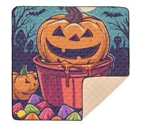 Happy Halloween Trick or Treat Candy Tapis de jeu en mousse souple pour bébé Tapis de jeu confortable pour bébés et tout-petits 127 x 127 cm