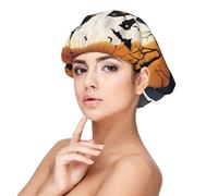 Happy-Halloween-Vector 1 Bonnet de nuit en satin pour adulte, maintient la coiffure et assure un sommeil confortable, noir 33 cm, noir, taille unique