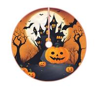 Happy-Halloween-Vector 1 Jupe de sapin de Noël imprimée, Liday Party et décorations de Noël d'intérieur