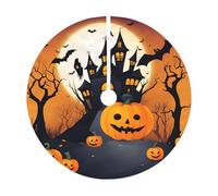 Happy-Halloween-Vector 1 Jupe de sapin de Noël imprimée, Liday Party et décorations de Noël d'intérieur