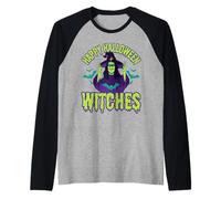 « Happy Halloween Witches » - Sorcière maléfique et Chauves-Souris effrayantes Manche Raglan