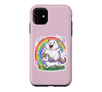 Happy Hamster Riding Unicorn Funny Meme Gen Alpha Gen Z Girl Coque pour iPhone 11