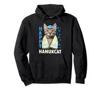 Happy Hanukcat Funny Cute Cat with Kippa Jewish Hanukkah Sweat à Capuche