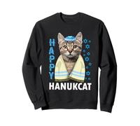 Happy Hanukcat Funny Cute Cat with Kippa Jewish Hanukkah Sweatshirt