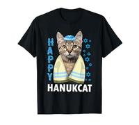 Happy Hanukcat Funny Cute Cat with Kippa Jewish Hanukkah T-Shirt