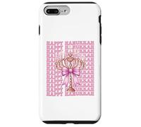 Happy Hanukkah Menorah Girl Coquette Noeud Rose Coque pour iPhone 7 Plus/8 Plus