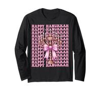 Happy Hanukkah Menorah Girl Coquette Noeud Rose Manche Longue