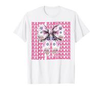 Happy Hanukkah Menorah Girl Coquette Noeud Rose T-Shirt