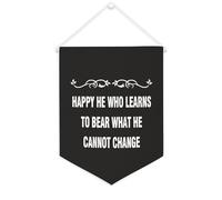 Happy He Who Learns to Bear What He Cannot Change Bannière en toile 30,5 x 40,6 cm à suspendre au mur Décoration murale pour chambre à coucher, chambre d'enfant, décoration d'intérieur