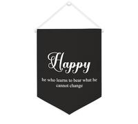 Happy He Who Learns to Bear What He Cannot Change Bannière murale inspirante à suspendre au mur Décoration pour salon, chambre à coucher, bureau, cadeaux de vacances 30,5 x 40,6 cm