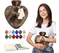 Happy Heaters Bouillotte de 1 l avec housse moelleuse - Idéale pour les règles, les douleurs au dos et au cou - Marron, parfaite pour les femmes, les personnes âgées et les enfants