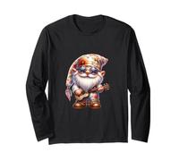 Happy Hippie GNOME with Guitar for Women Men Grandpa Life Manche Longue