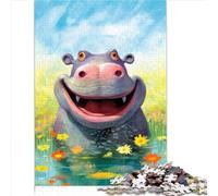 Happy Hippo Delight Puzzles Jeux pour Adultes Puzzles 1000 pièces Puzzle en Bois Adolescents et Enfants Puzzle Familial ou Enfants (50x75 cm)