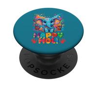 Happy Holi Elephant Hindou Spring Holi Festival of Colors PopSockets PopGrip Adhésif