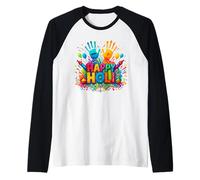 Happy Holi Festival Indien Printemps Couleurs Famille Hommes Femmes Manche Raglan