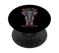 Happy Holi Festival of Colors Éléphant coloré PopSockets PopGrip Adhésif