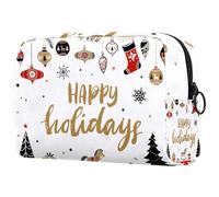 Happy Holidays Trousse de toilette pour femme Grande trousse de maquillage pratique avec fermeture éclair, multicolore, 18.5x7.5x13cm/7.3x3x5.1in, Trousse de toilette
